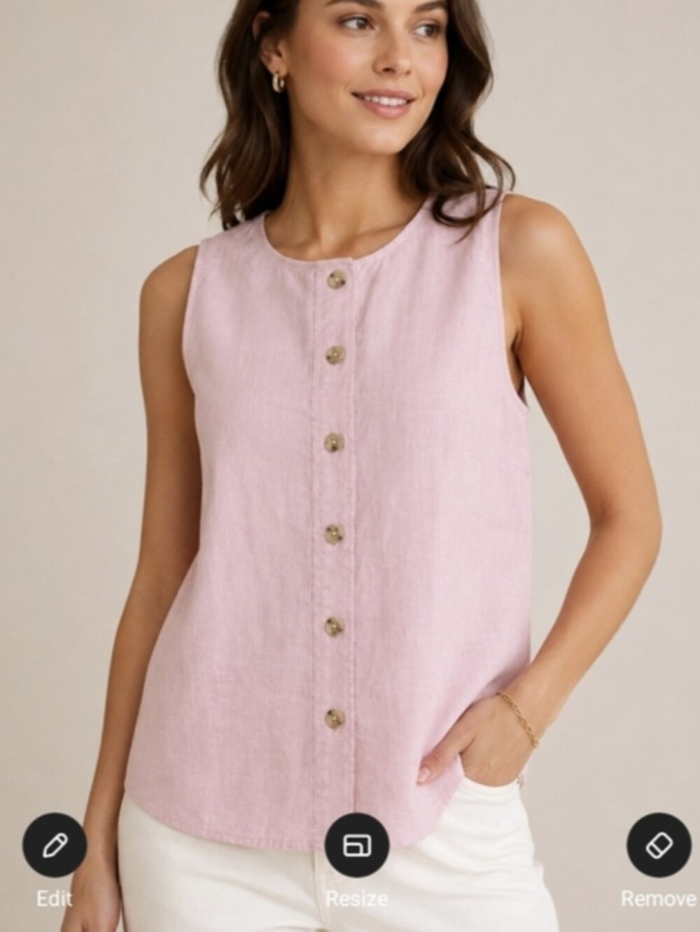 J.Crew Linen Blend Sleeveless Button-Front Tank Top XXS 2XS Pink Lavender